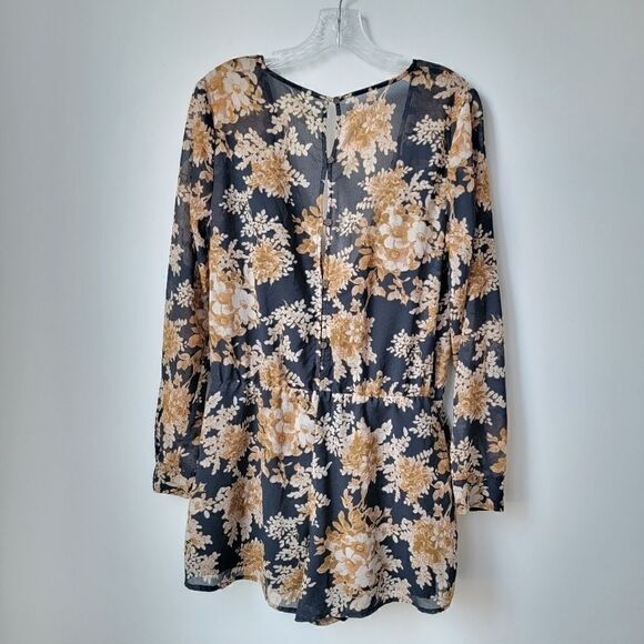 FREE PEOPLE Float Away Floral Romper Black and Mustard Size Medium - Picture 14 of 14